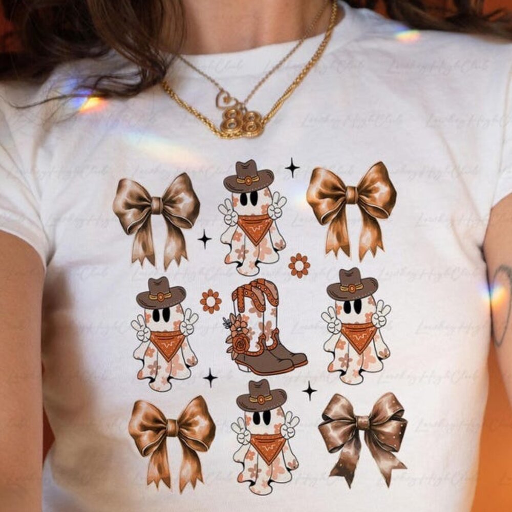 Western Cowgirl Halloween Unisex Tee, Halloween Cowboy Ghost T-shirt
